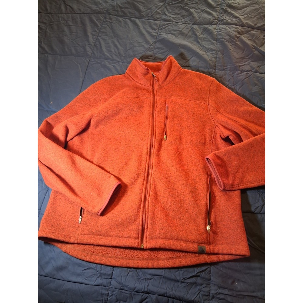 LL Bean Full Zip Fleece Sweater Jacket Slightly Fitted Mens Size XL Reg‎ Red EUC